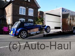 Quantum Extreme kit car being loaded into our enclosed trailer to be delivered to new owner.