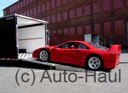 Ferrari F40 being unloaded in Hamburg, Germany after being transported from Switzerland in our enclosed trailer.