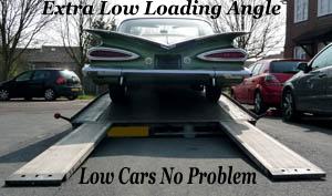 very low cars can be loaded with no problem.